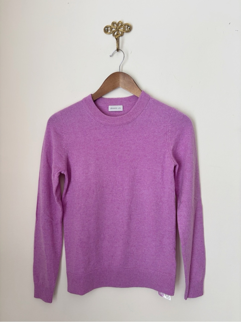 Jennie Liu Orchid Cashmere Long Sleeve Crew Neck Pullover Sweater XS